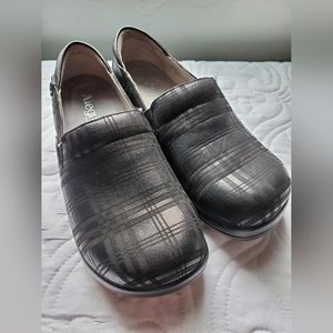 Alegria Keli Plaid Leather Clog Women's Size 7 EU 38 Black Comfort KEL-597